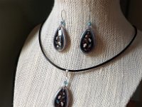 Turquoise and Black Spring Vines Teardrop Earrings and Matching Necklace Pysanky Jewelry by So Jeo : pysanky pysanka ukrainian easter egg batik art eggshell jewelry pendants earrings drop dangle etched flowers gift women accessories accessory pendant necklace bail crystal finding sterling silver filled sojeo flowers celtic purple white red pink brown green purple orange cream burgundy magenta teal turqoise crows crow blue black so jeo art handmade